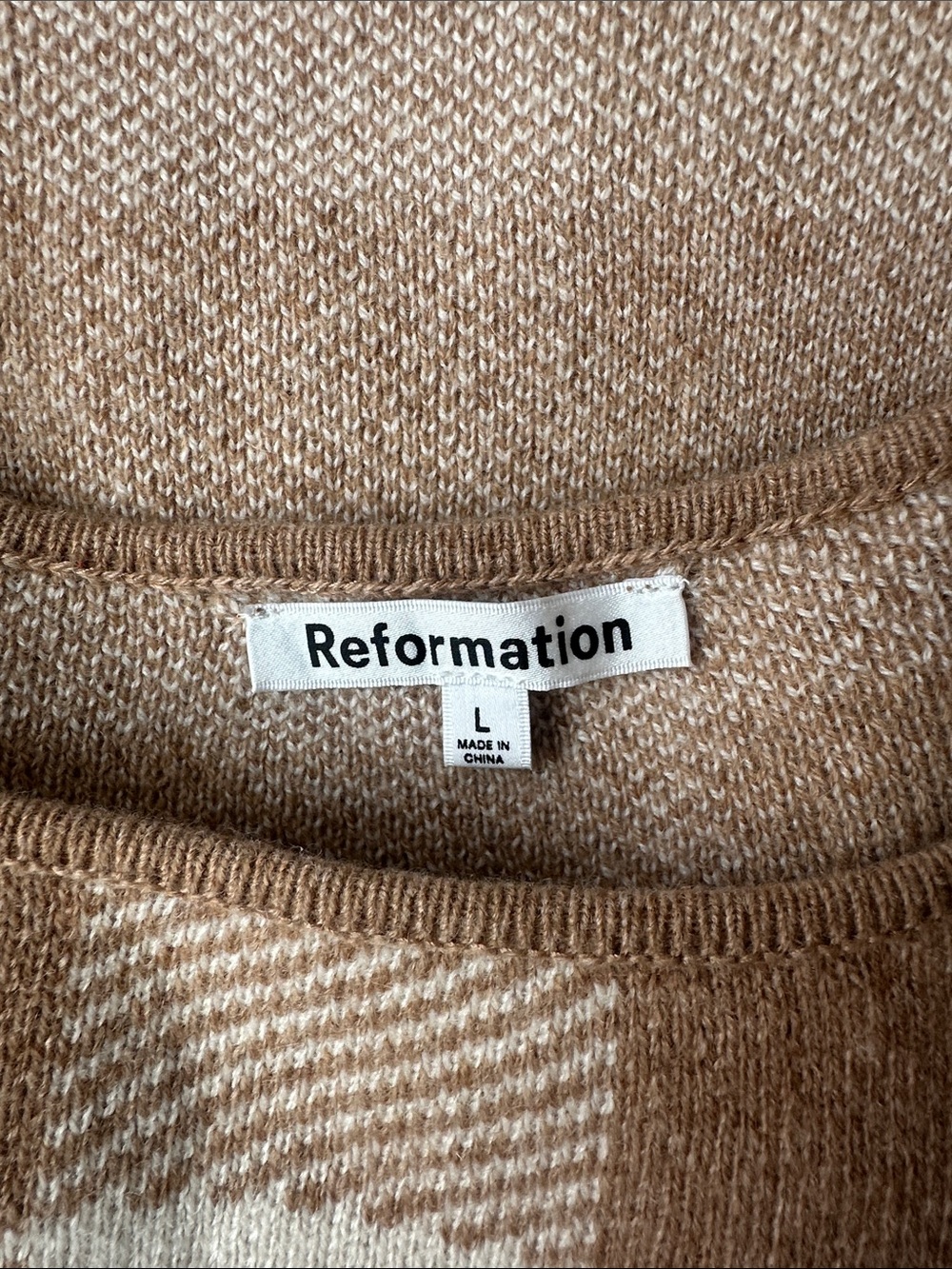Reformation Tan and Cream Plaid Knit Cardigan & Tank Set - Picture 4 of 7